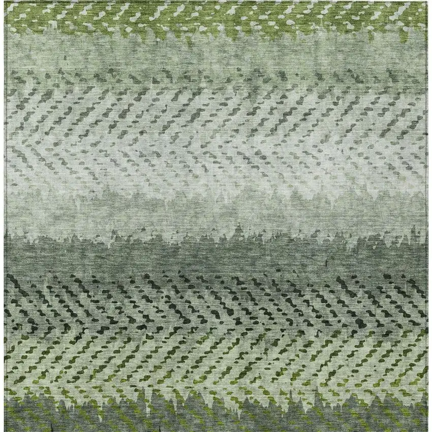 Green And Gray Striped Washable Indoor Outdoor Area Rug Photo 4
