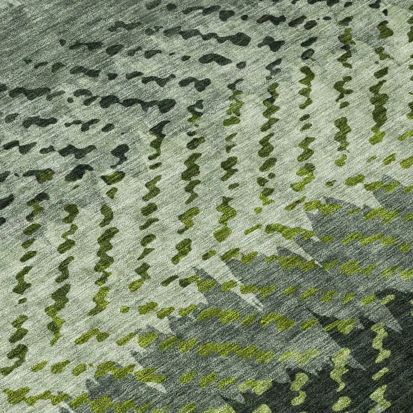 Green And Gray Striped Washable Indoor Outdoor Area Rug Photo 6