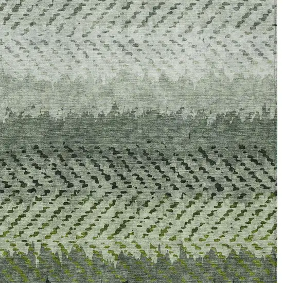 Green And Gray Striped Washable Indoor Outdoor Area Rug Photo 3