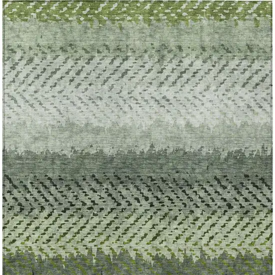 Green And Gray Striped Washable Indoor Outdoor Area Rug Photo 4