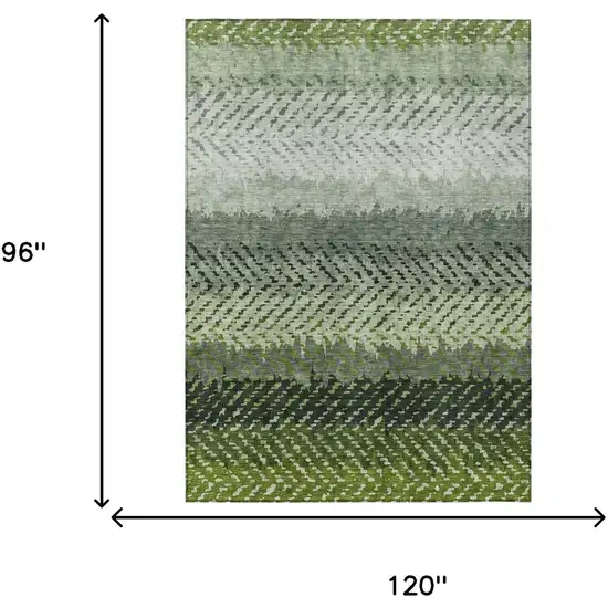 Green And Gray Striped Washable Indoor Outdoor Area Rug Photo 7