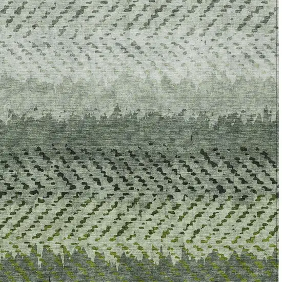 Green And Gray Striped Washable Indoor Outdoor Area Rug Photo 3