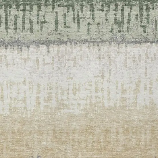 Green And Gray Striped Washable Indoor Outdoor Area Rug Photo 3