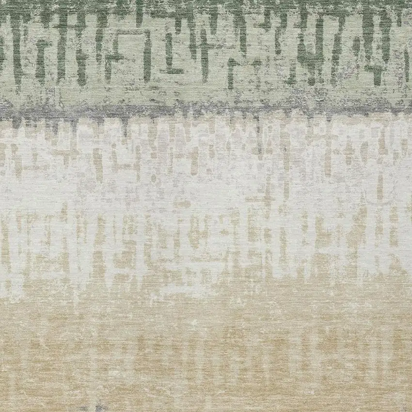 Green And Gray Striped Washable Indoor Outdoor Area Rug Photo 3