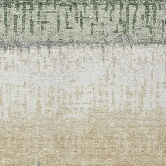 Green And Gray Striped Washable Indoor Outdoor Area Rug Photo 3