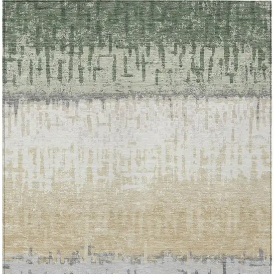 Green And Gray Striped Washable Indoor Outdoor Area Rug Photo 4