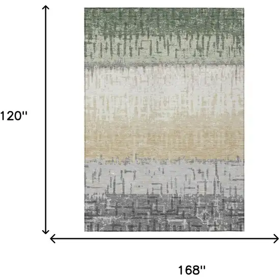 Green And Gray Striped Washable Indoor Outdoor Area Rug Photo 7