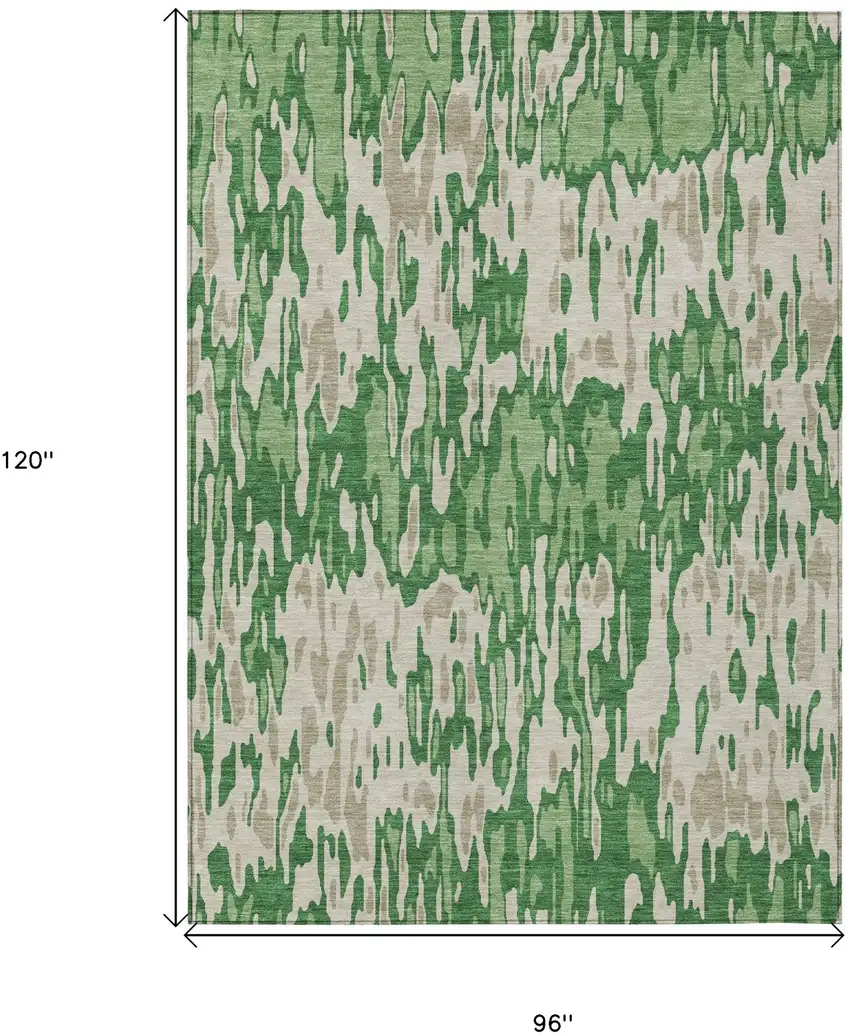 Green And Gray Striped Washable Indoor Outdoor Area Rug Photo 3