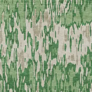 Photo of Green And Gray Striped Washable Indoor Outdoor Area Rug