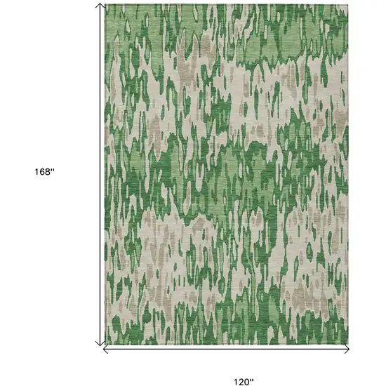 Green And Gray Striped Washable Indoor Outdoor Area Rug Photo 3