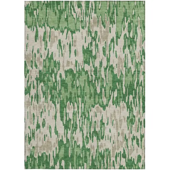 Green And Gray Striped Washable Indoor Outdoor Area Rug Photo 6