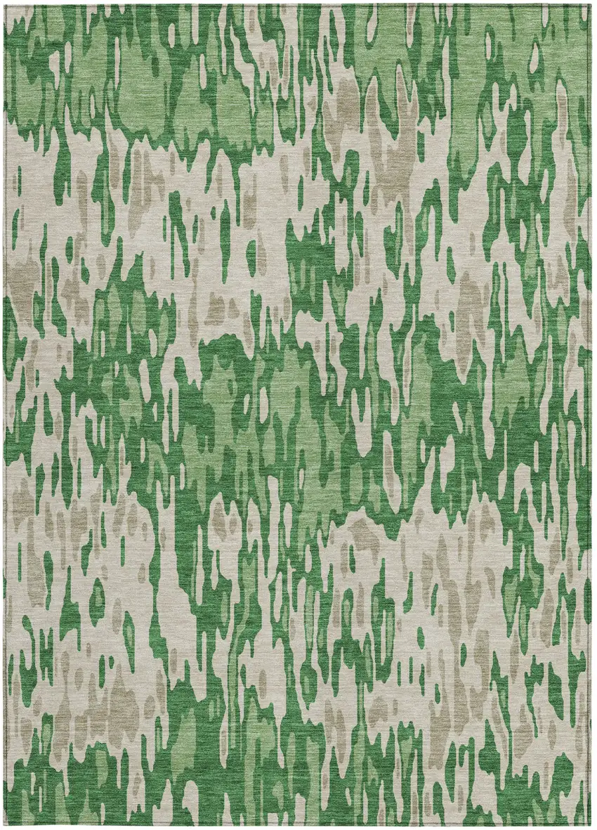 Green And Gray Striped Washable Indoor Outdoor Area Rug Photo 6