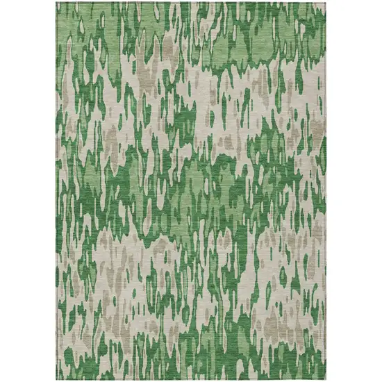 Green And Gray Striped Washable Indoor Outdoor Area Rug Photo 2