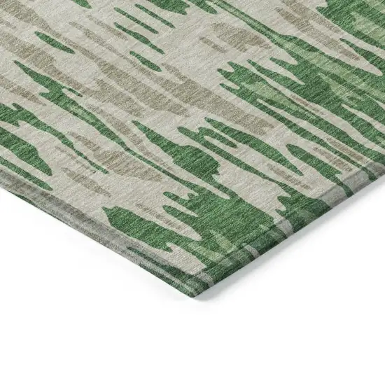 Green And Gray Striped Washable Indoor Outdoor Area Rug Photo 4