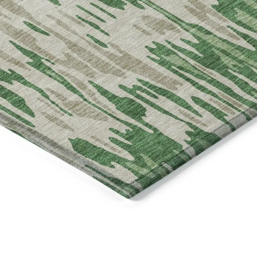 Green And Gray Striped Washable Indoor Outdoor Area Rug Photo 4
