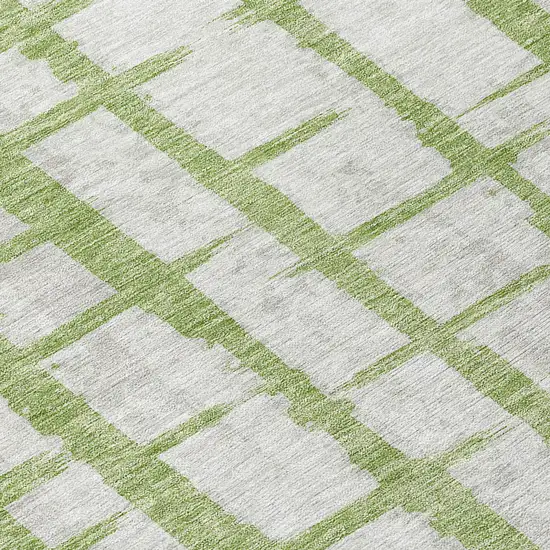 Green And Gray Striped Washable Indoor Outdoor Area Rug Photo 9