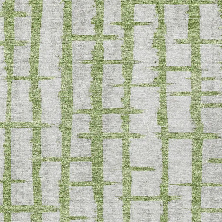 Green And Gray Striped Washable Indoor Outdoor Area Rug Photo 6