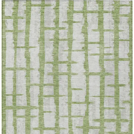 Green And Gray Striped Washable Indoor Outdoor Area Rug Photo 7