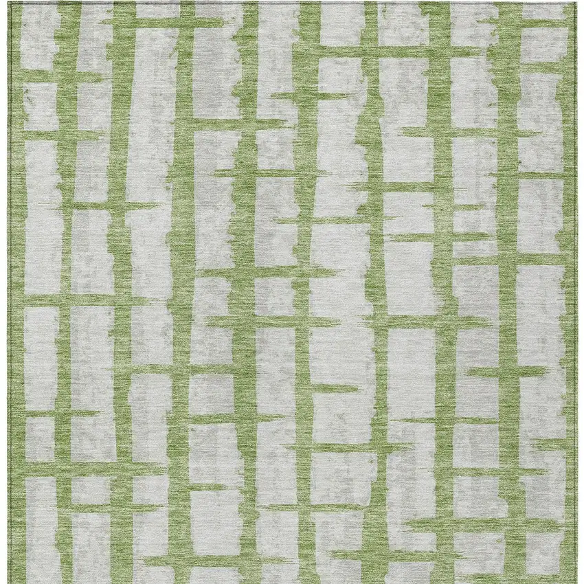 Green And Gray Striped Washable Indoor Outdoor Area Rug Photo 7
