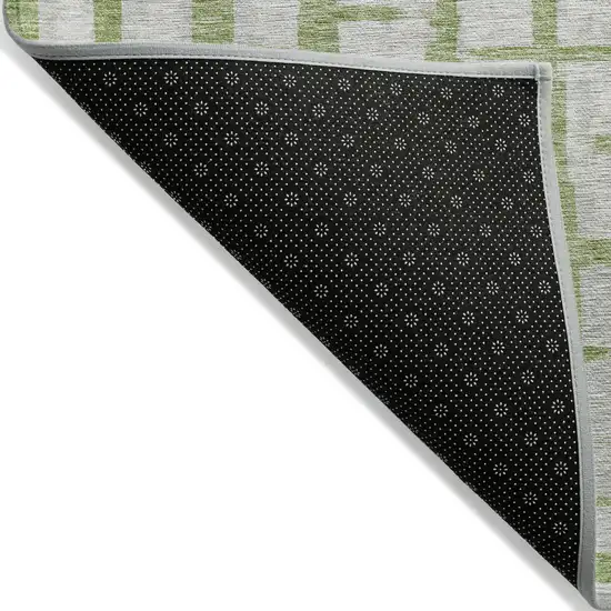 Green And Gray Striped Washable Indoor Outdoor Area Rug Photo 4