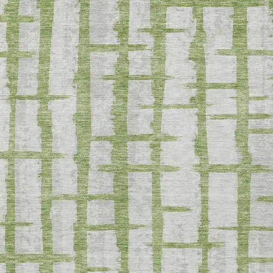 Green And Gray Striped Washable Indoor Outdoor Area Rug Photo 6