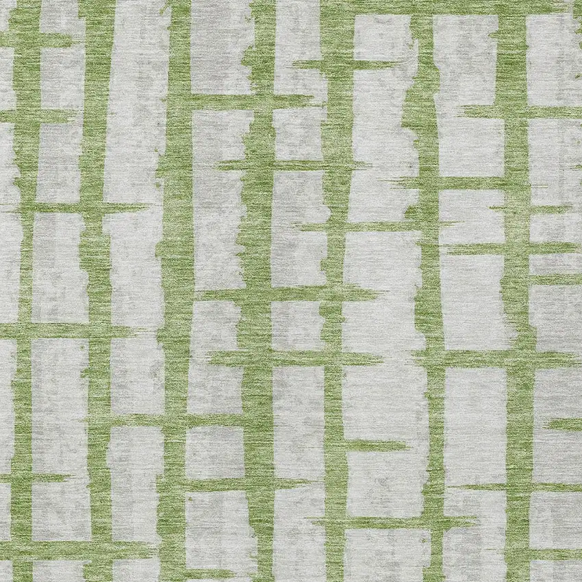 Green And Gray Striped Washable Indoor Outdoor Area Rug Photo 6