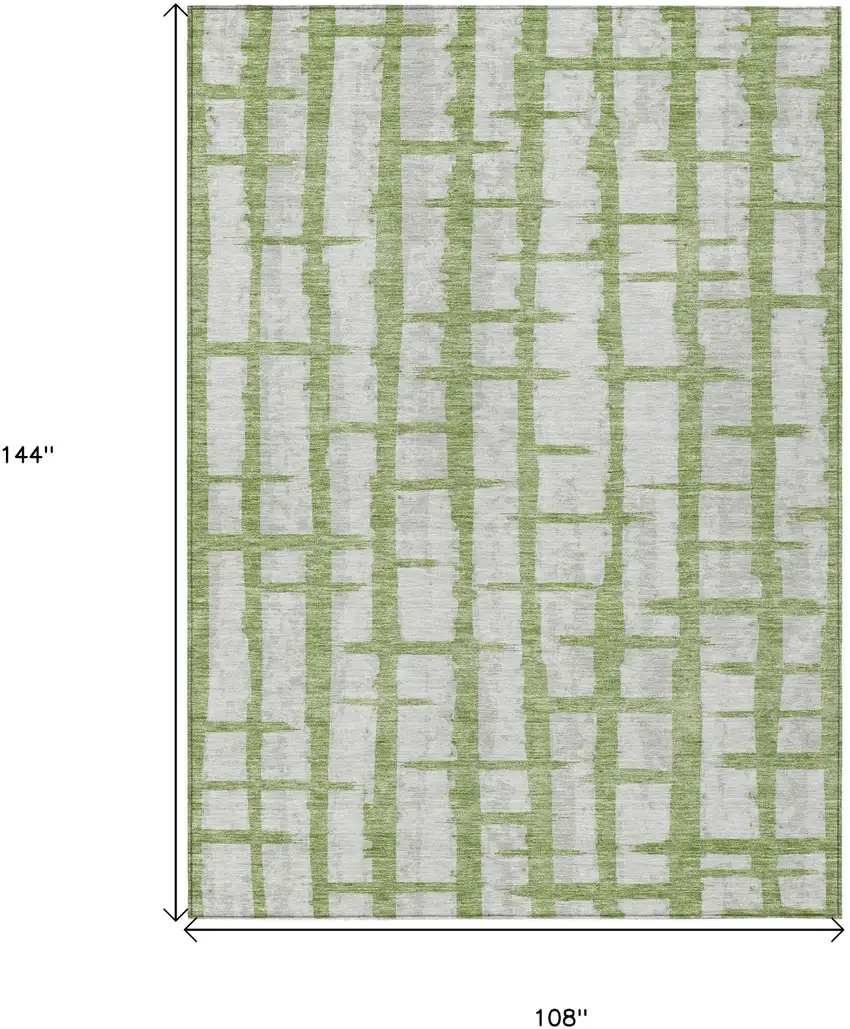 Green And Gray Striped Washable Indoor Outdoor Area Rug Photo 3