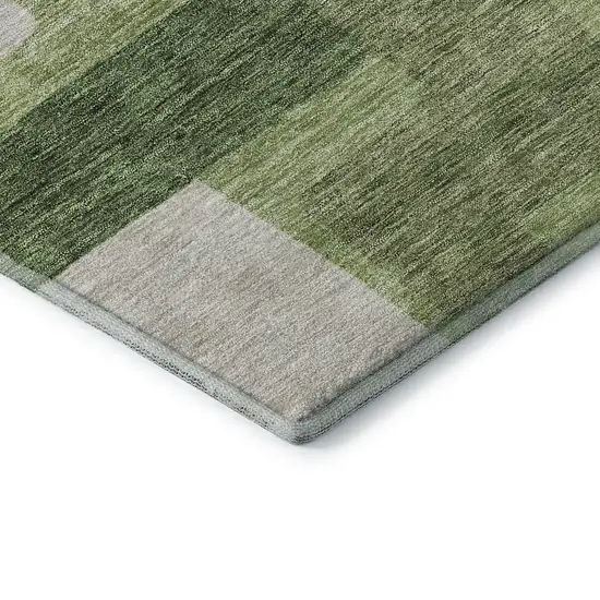 Green And Ivory Abstract Geometric Washable Area Rug With UV Protection Photo 8