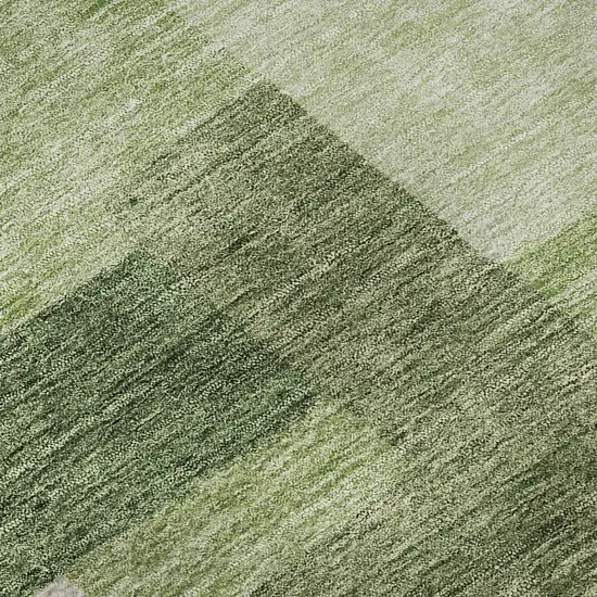 Green And Ivory Abstract Geometric Washable Area Rug With UV Protection Photo 9