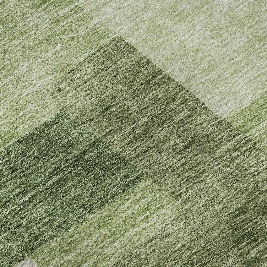 Green And Ivory Abstract Geometric Washable Area Rug With UV Protection Photo 9