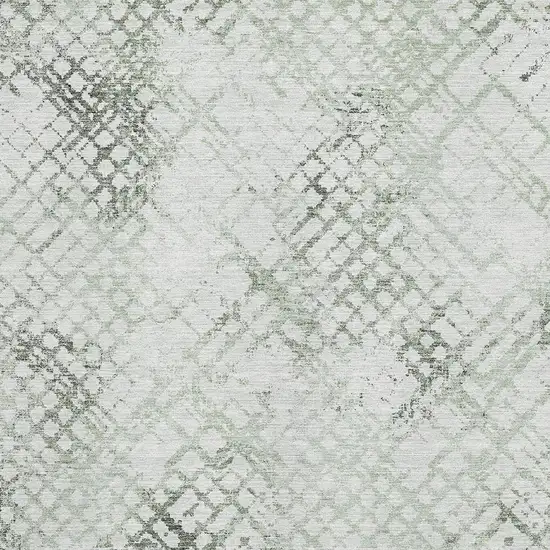 Green And Ivory Abstract Geometric Washable Area Rug With UV Protection Photo 3
