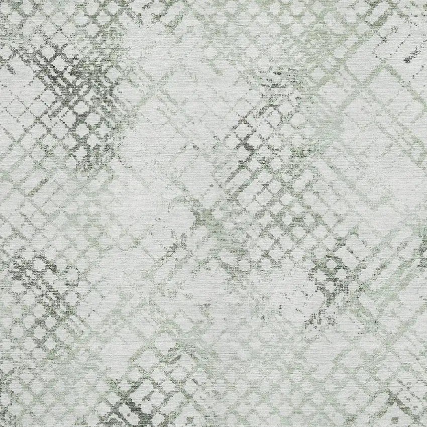 Green And Ivory Abstract Geometric Washable Area Rug With UV Protection Photo 3