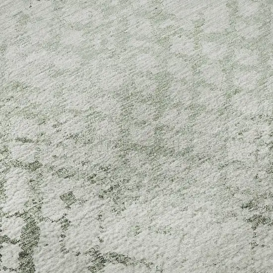 Green And Ivory Abstract Geometric Washable Area Rug With UV Protection Photo 9