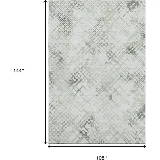 Green And Ivory Abstract Geometric Washable Area Rug With UV Protection Photo 3