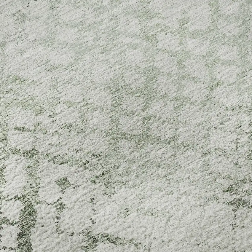 Green And Ivory Abstract Geometric Washable Area Rug With UV Protection Photo 7