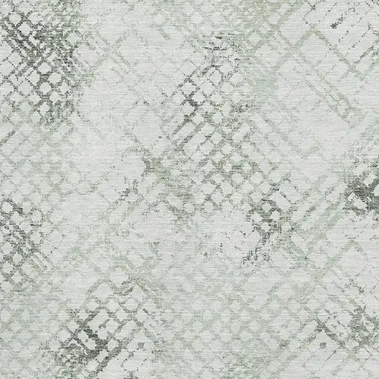 Green And Ivory Abstract Geometric Washable Area Rug With UV Protection Photo 3