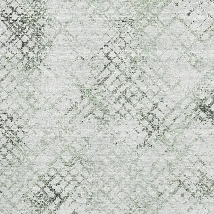 Green And Ivory Abstract Geometric Washable Area Rug With UV Protection Photo 3