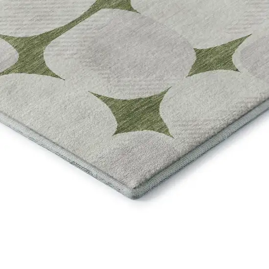 Green And Ivory Abstract Geometric Washable Area Rug With UV Protection Photo 7