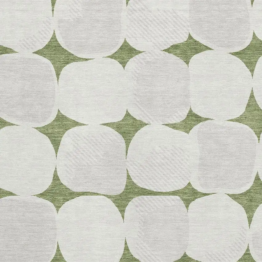 Green And Ivory Abstract Geometric Washable Area Rug With UV Protection Photo 3