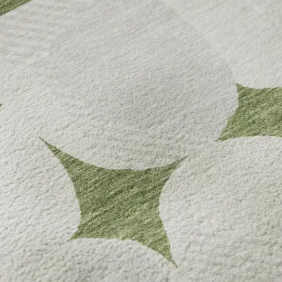 Green And Ivory Abstract Geometric Washable Area Rug With UV Protection Photo 7