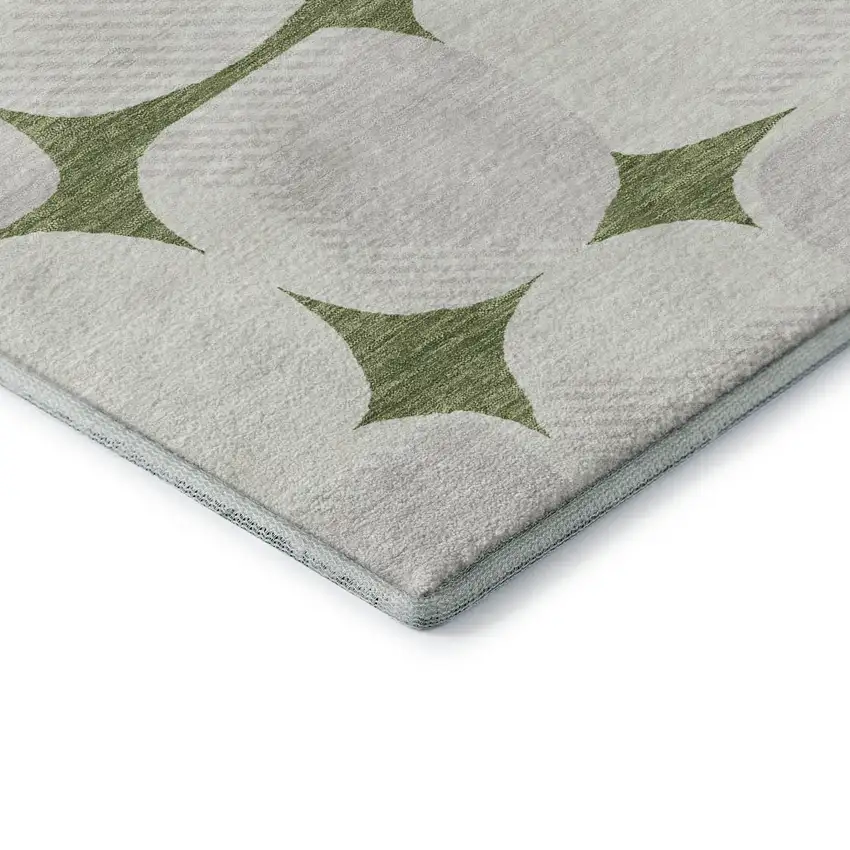 Green And Ivory Abstract Geometric Washable Area Rug With UV Protection Photo 8