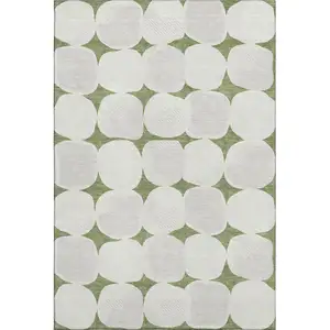 Photo of Green And Ivory Abstract Geometric Washable Area Rug With UV Protection