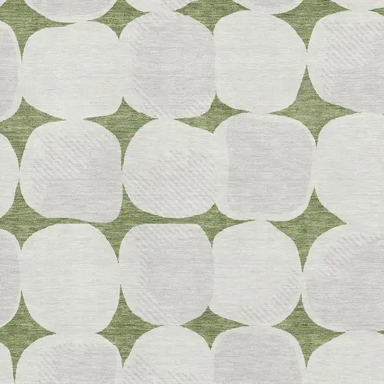 Green And Ivory Abstract Geometric Washable Area Rug With UV Protection Photo 3