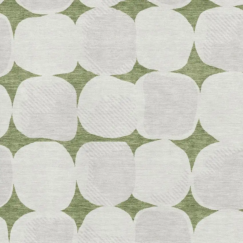Green And Ivory Abstract Geometric Washable Area Rug With UV Protection Photo 3