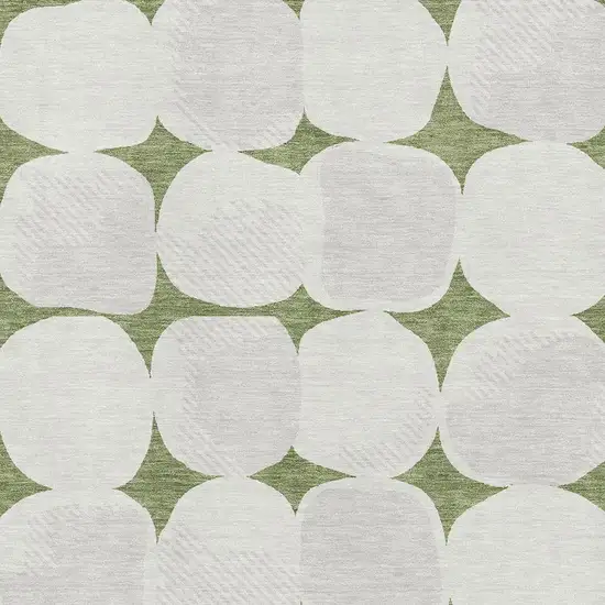 Green And Ivory Abstract Geometric Washable Area Rug With UV Protection Photo 3