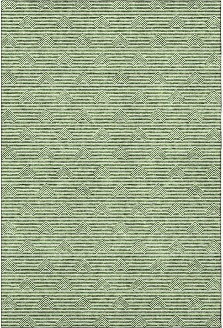 Green And Ivory Abstract Geometric Washable Area Rug With UV Protection Photo 4