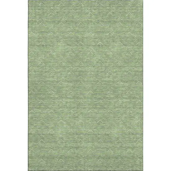 Green And Ivory Abstract Geometric Washable Area Rug With UV Protection Photo 1