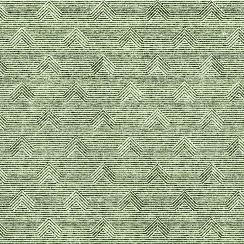 Green And Ivory Abstract Geometric Washable Area Rug With UV Protection Photo 3