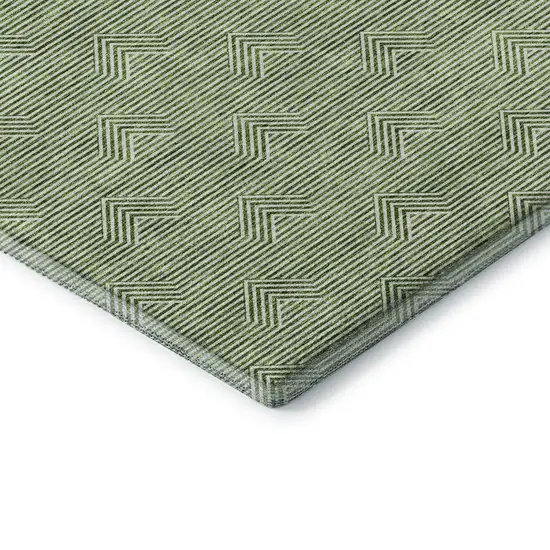Green And Ivory Abstract Geometric Washable Area Rug With UV Protection Photo 8