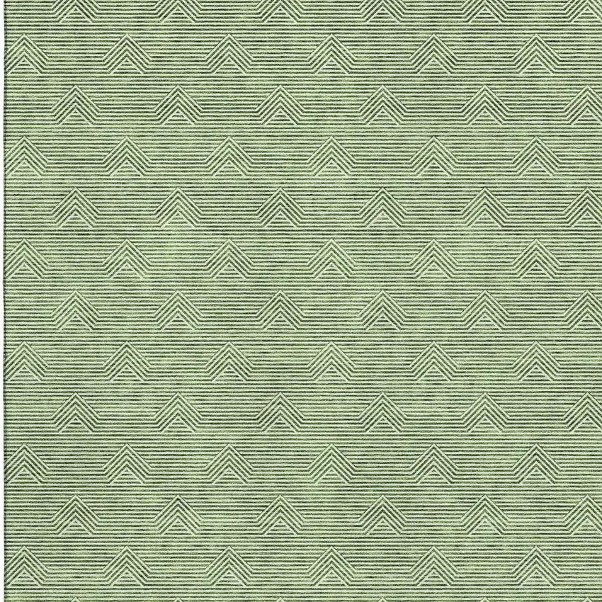 Green And Ivory Abstract Geometric Washable Area Rug With UV Protection Photo 4